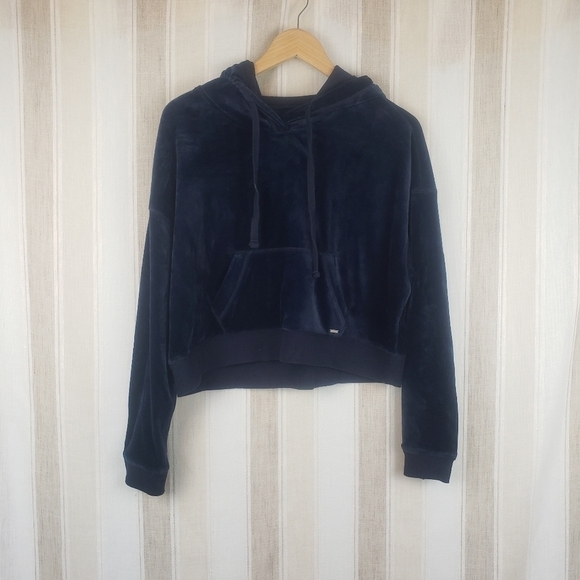 Hollister‎ Velvet Hoodie Sweatshirt Blue Size Small - Picture 1 of 9